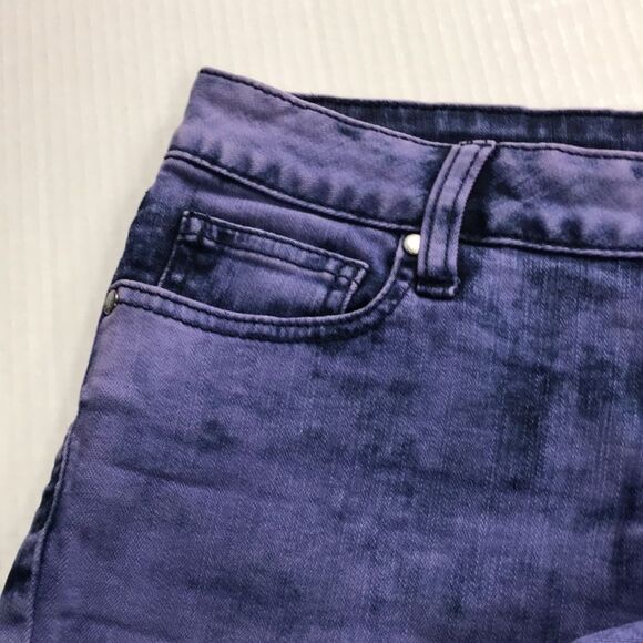 DECREE Black Purple Denim Jean SHORTS Juniors Womens Sz 5 Cut Off Frayed Raw Hem - Picture 4 of 7